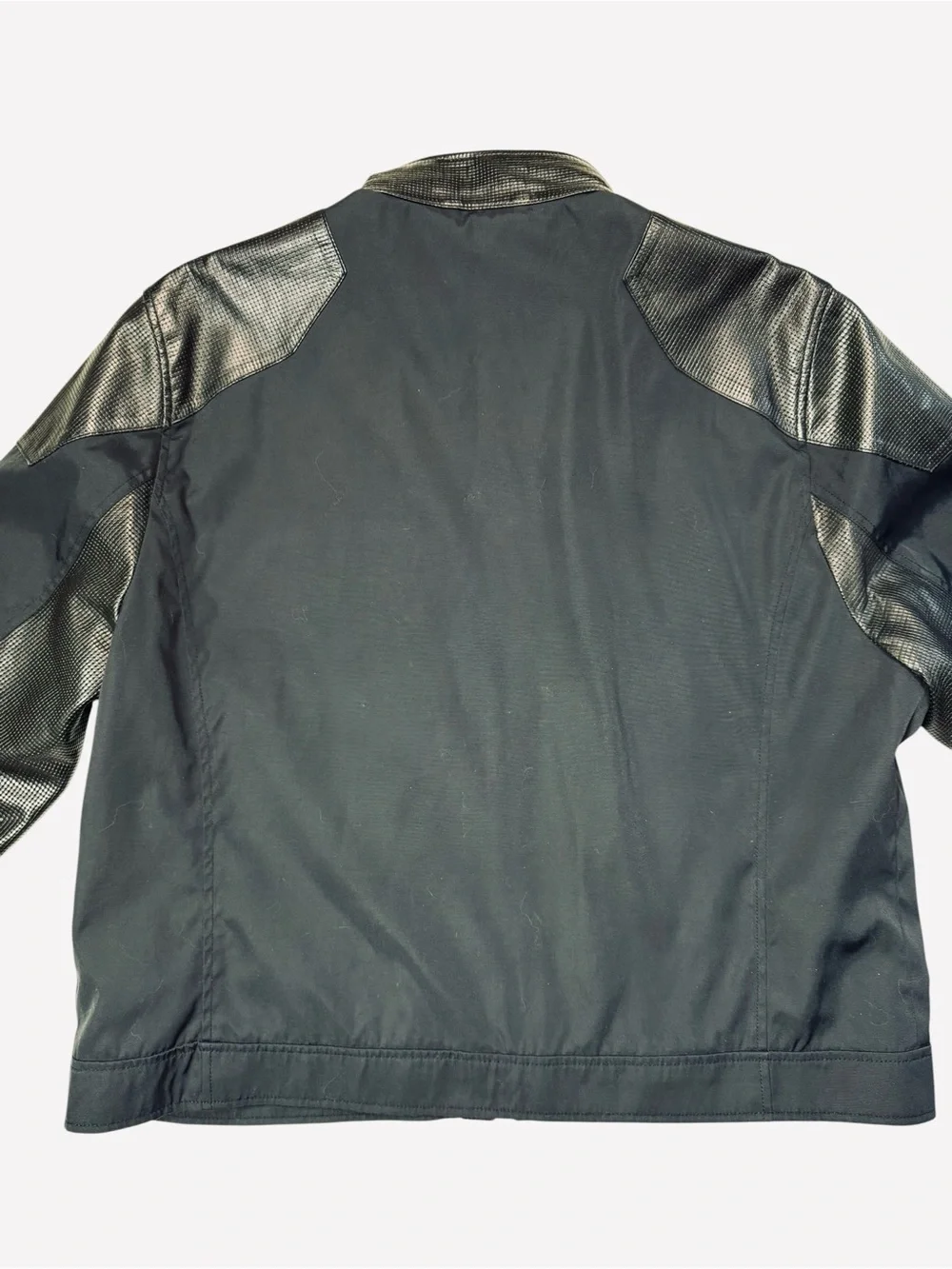 True Religion Black Bomber Mix Media Cotton Leather Jacket Size 3XL